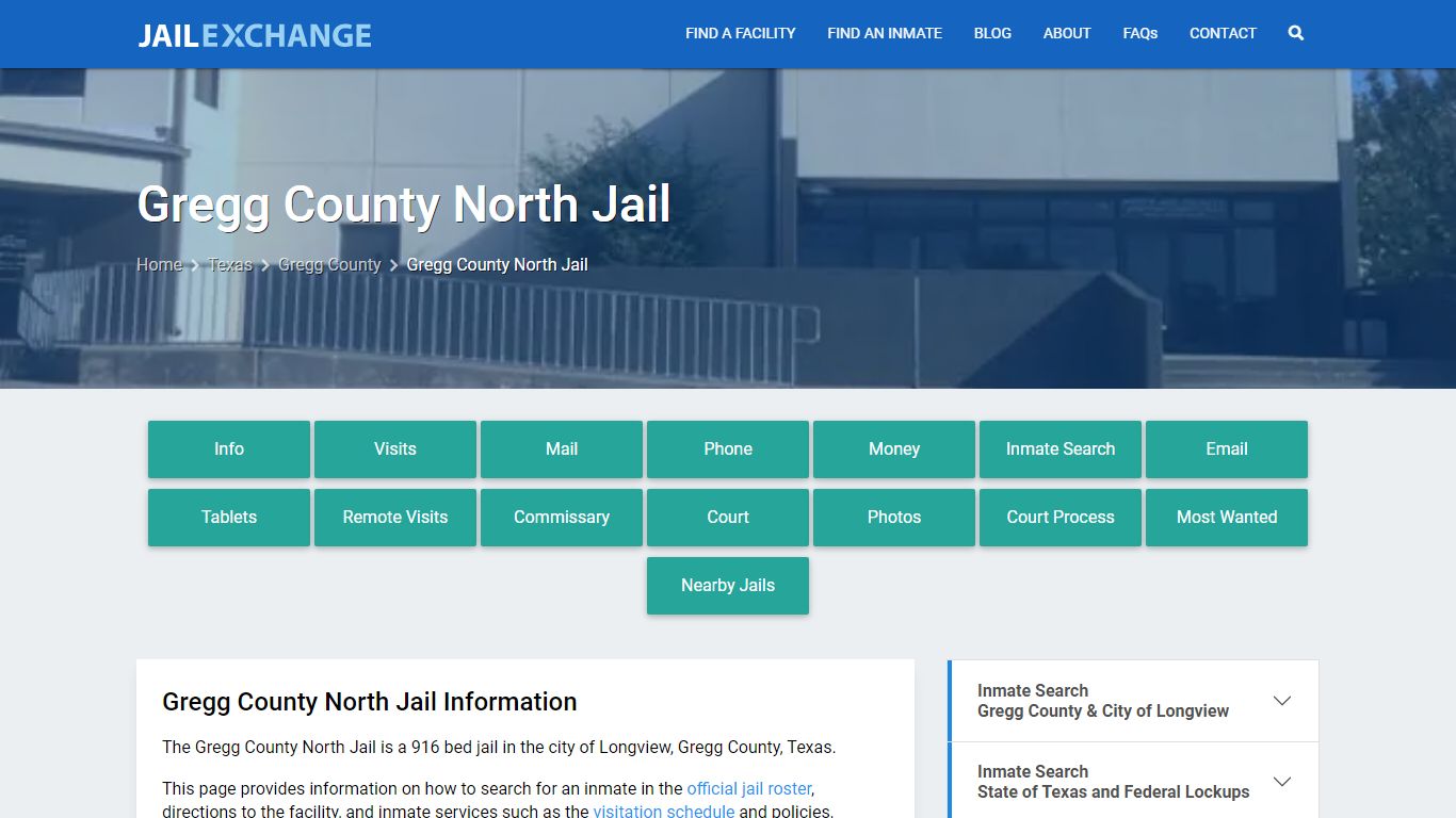 Gregg County North Jail, TX Inmate Search, Information